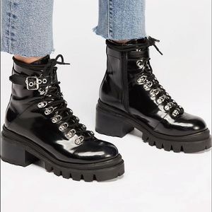 Jeffrey Campbell Check Lace Up Boot size 8